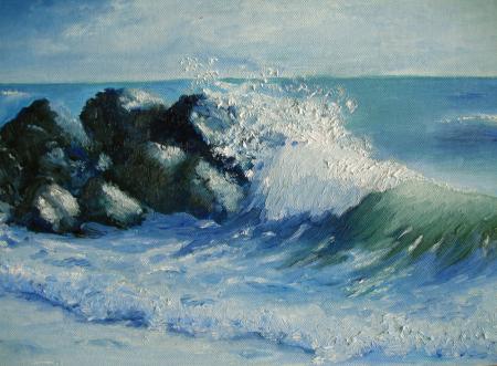 La mer, huile sur toile... (pour faire une rupture par rapport aux photos)